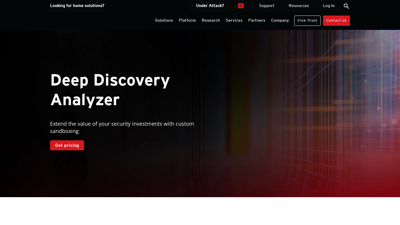 Deep Discovery Analyzer Landing page