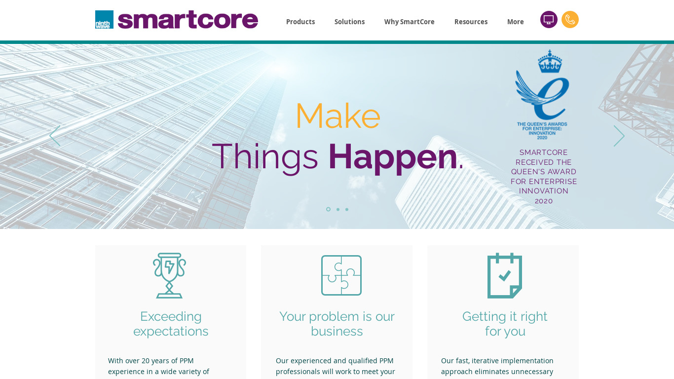 SmartCore Landing page