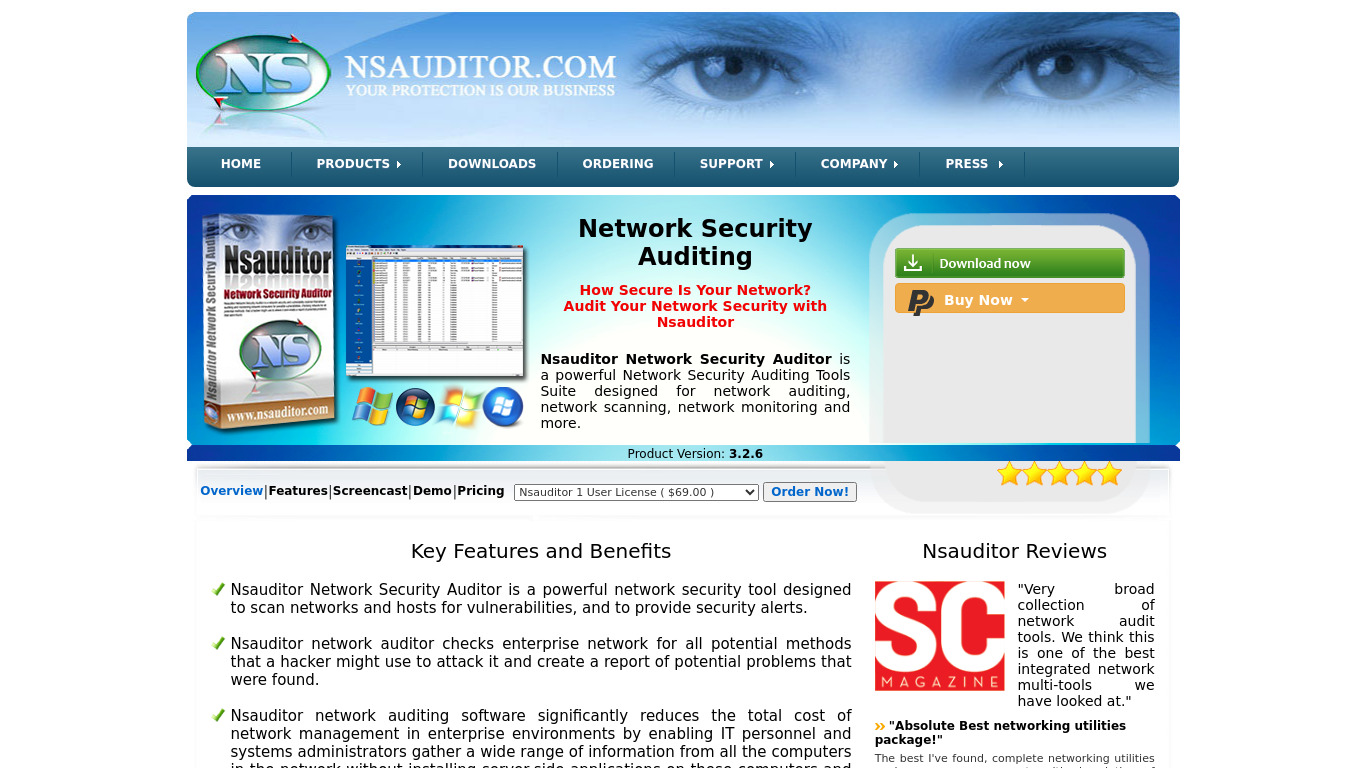 Nsauditor Network Security Auditor Landing page