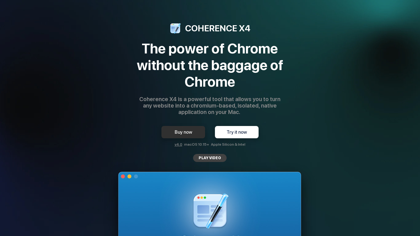 Coherence X Landing page