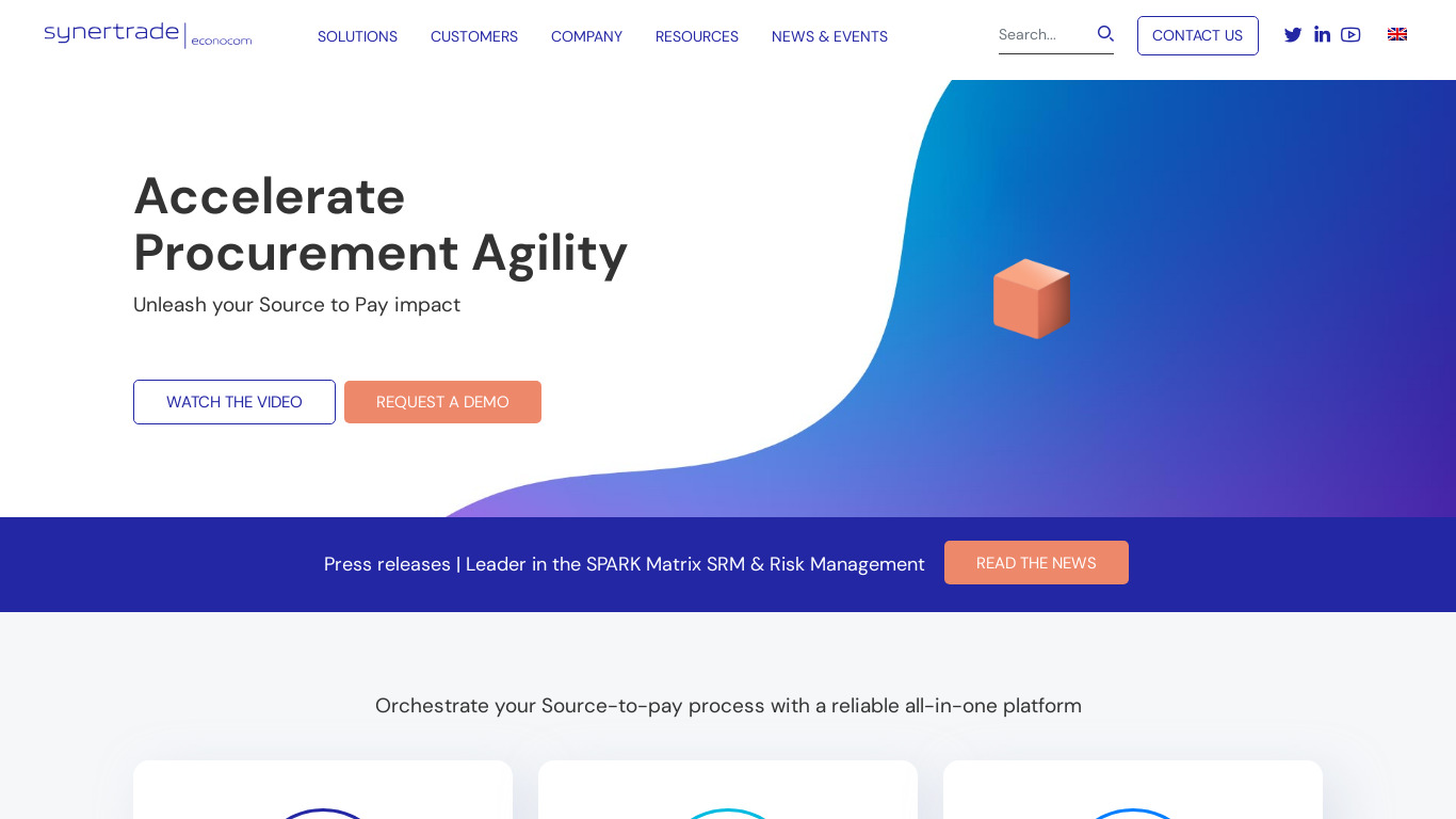 SynerTrade Accelerate Landing page