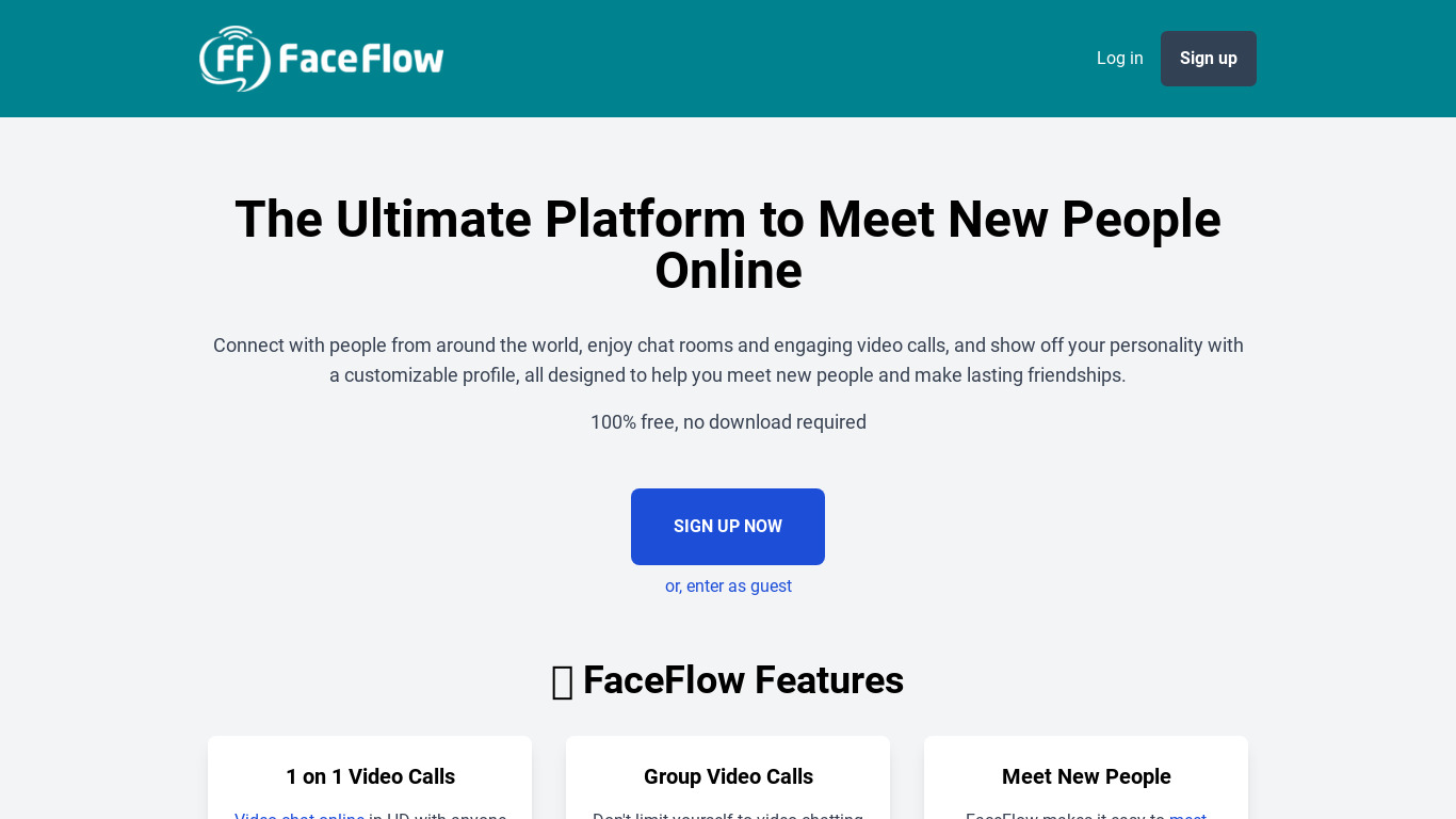 FaceFlow Landing page