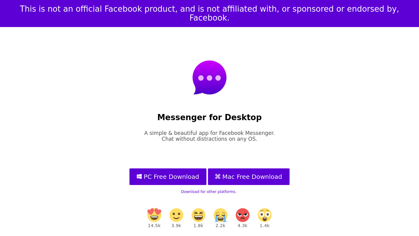 Messenger for Desktop Landing page
