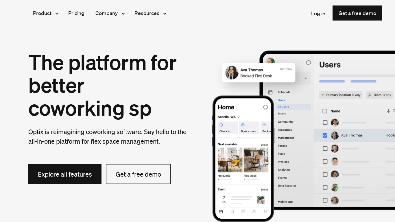 ShareDesk Landing page