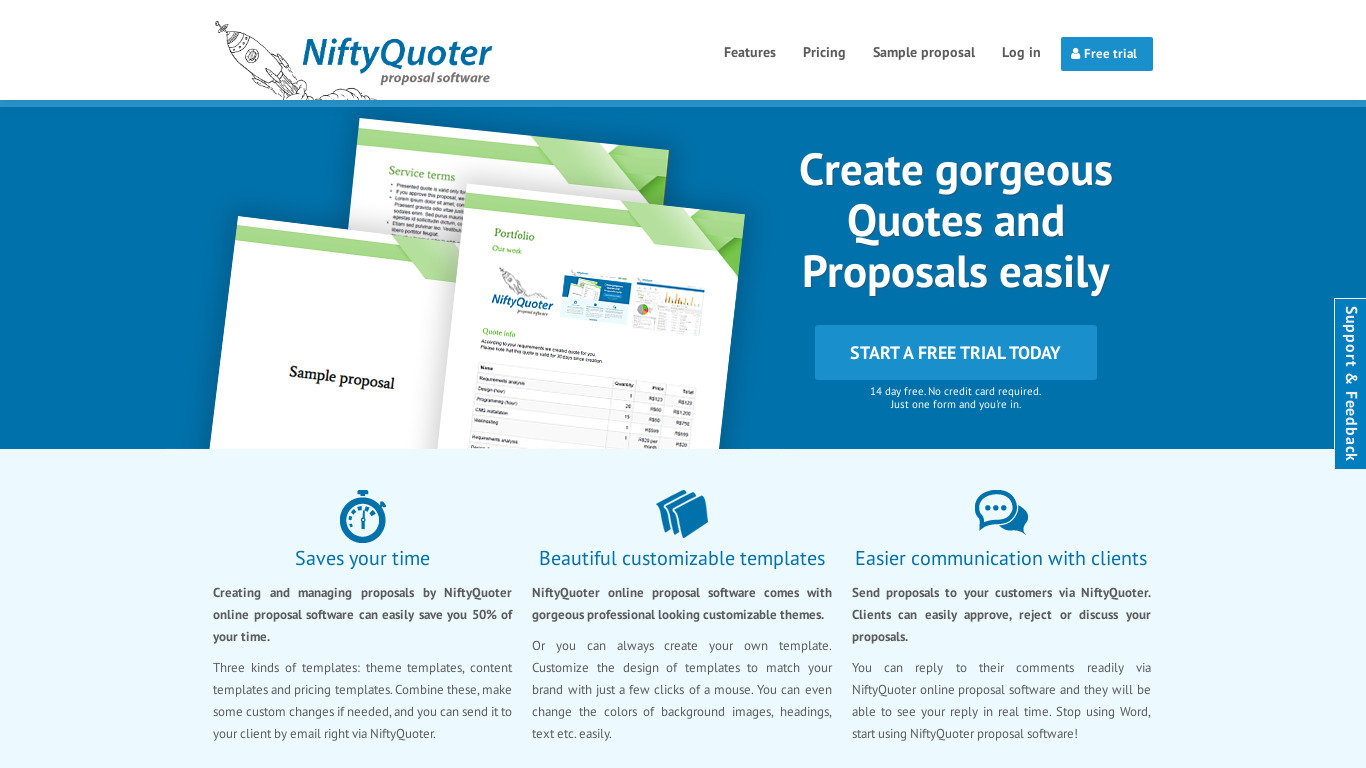 NiftyQuoter Landing page