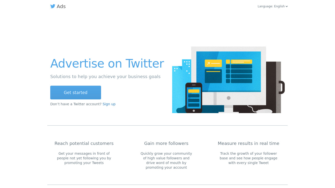 Twitter Ads Landing page