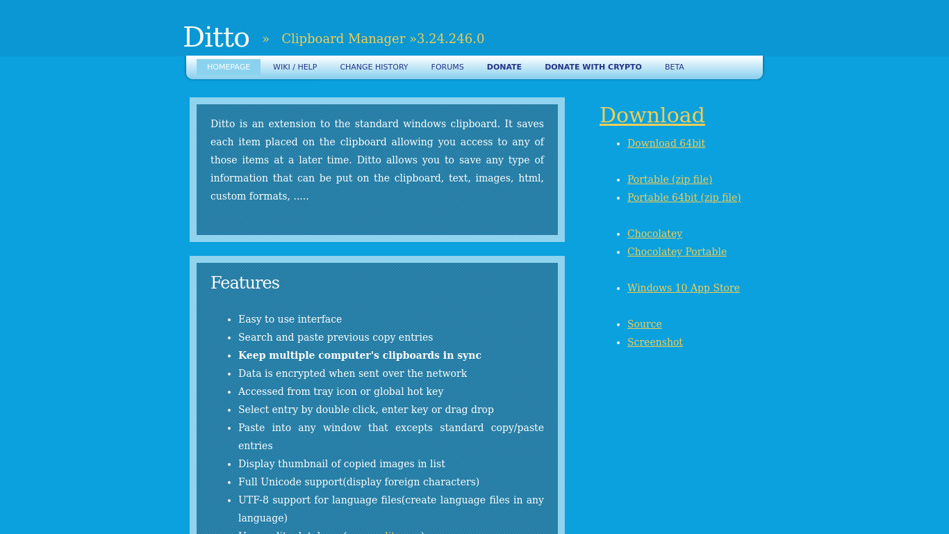 Ditto Landing page