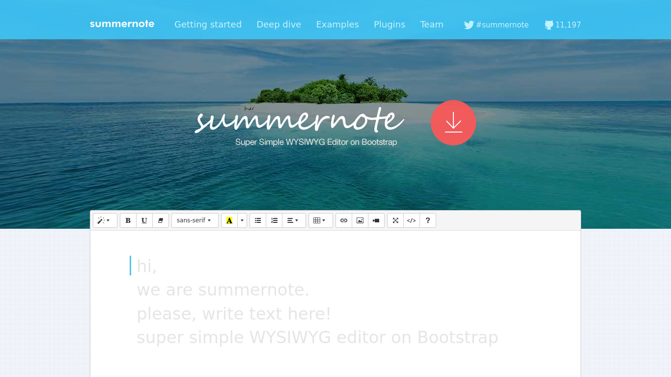 Summernote Landing page