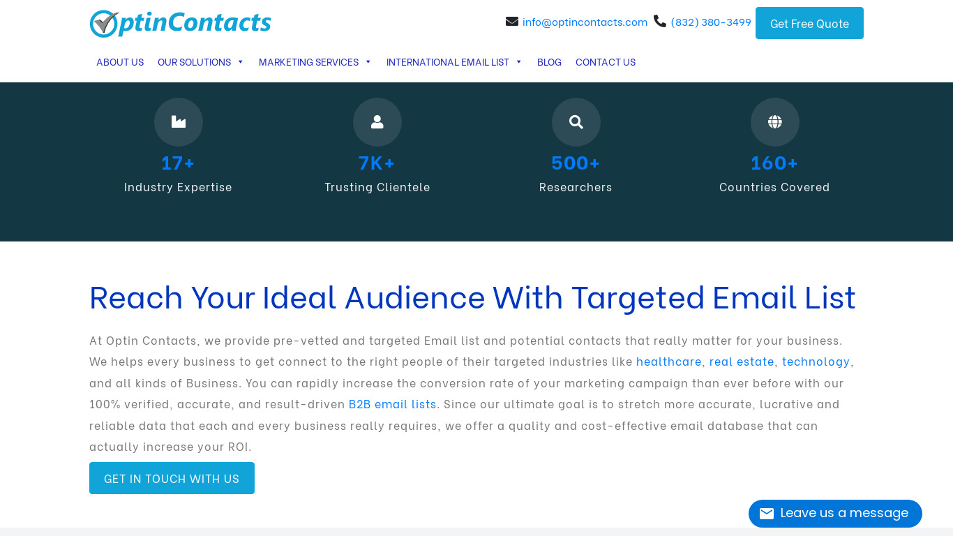 Optin Contacts Landing page