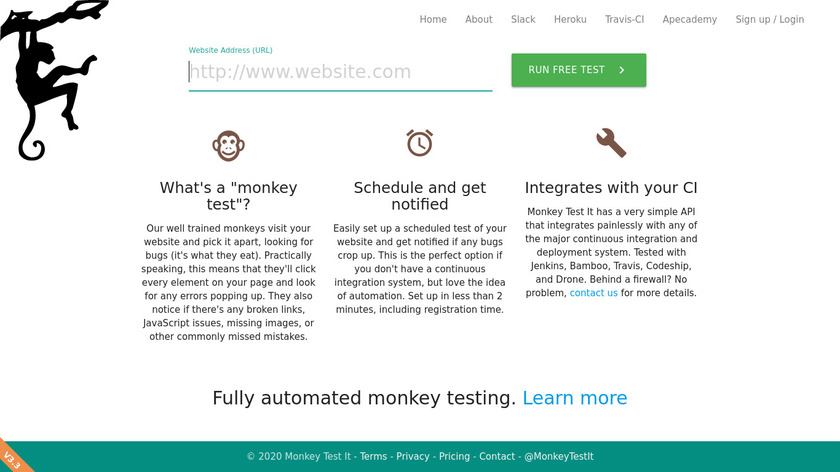 Monkey Test It Landing Page