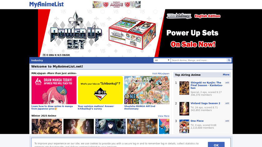 MyAnimeList Landing Page
