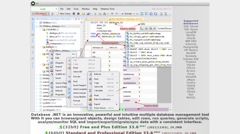 Database .NET Landing Page
