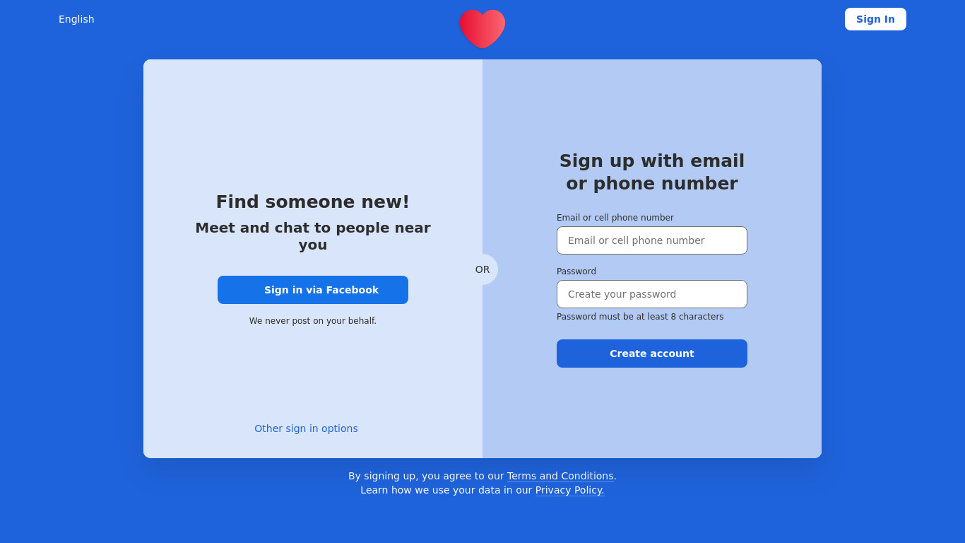 Hot or Not Landing page