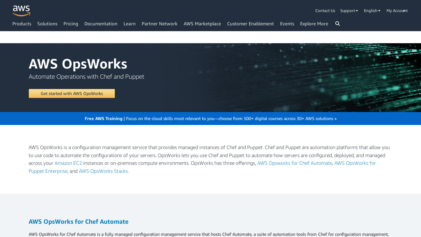 AWS OpsWorks Landing page
