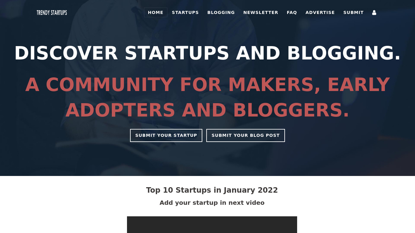 Trendy Startups Landing page
