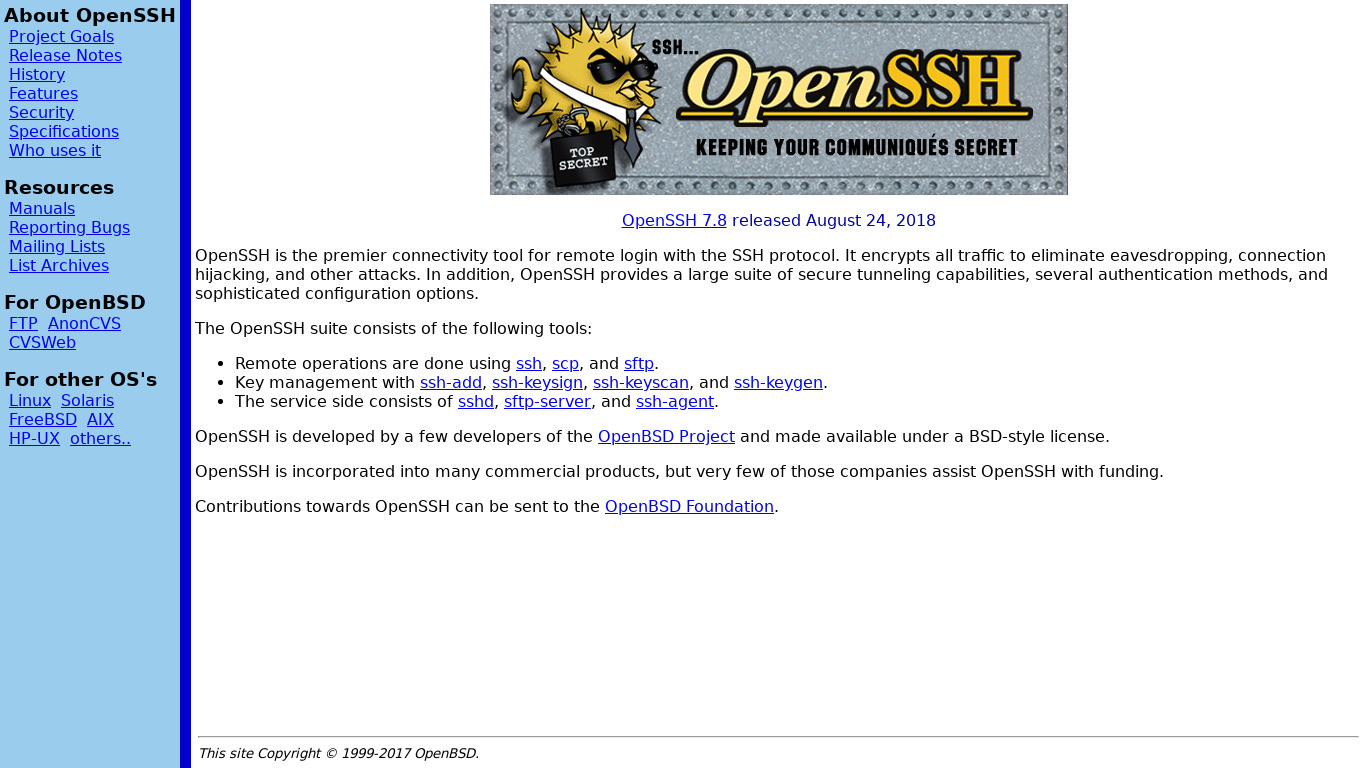 OpenSSH Landing page