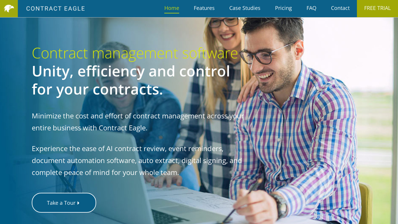 Contract Eagle Landing page