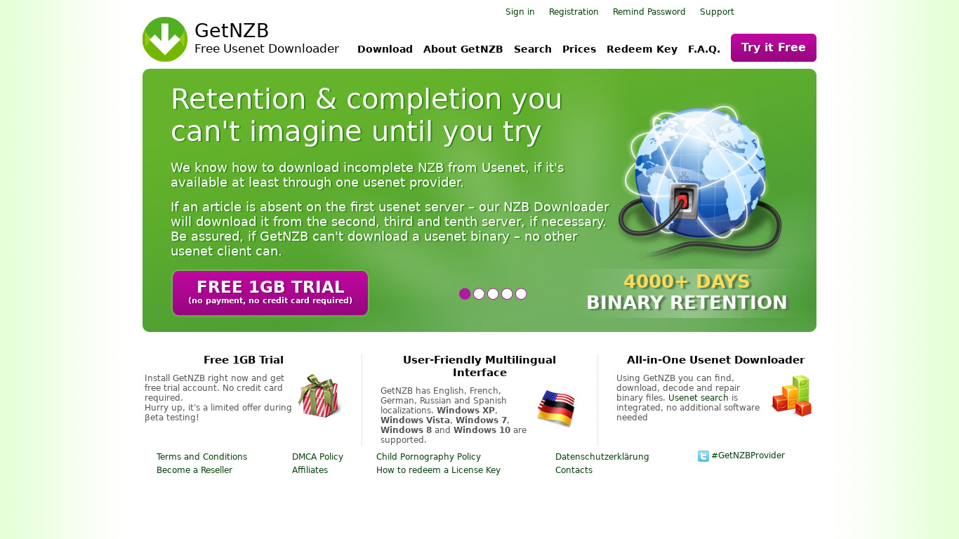 GetNZB Landing page