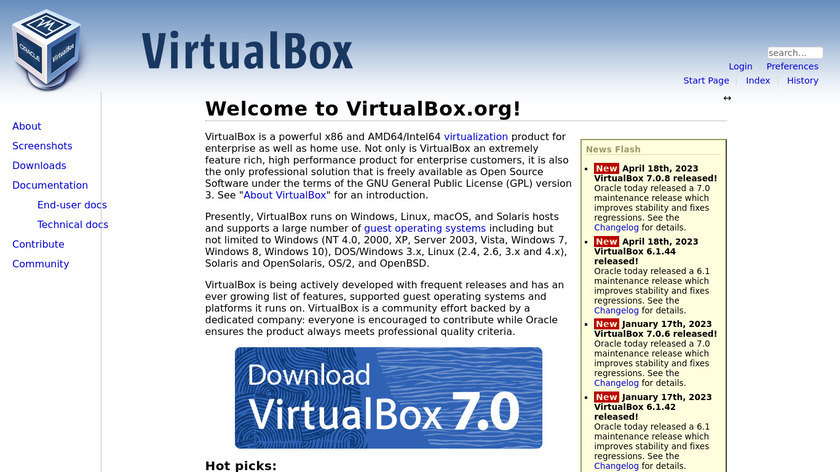 VirtualBox Landing Page
