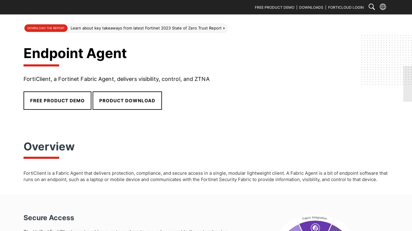 FortiClient Endpoint Protection Landing page