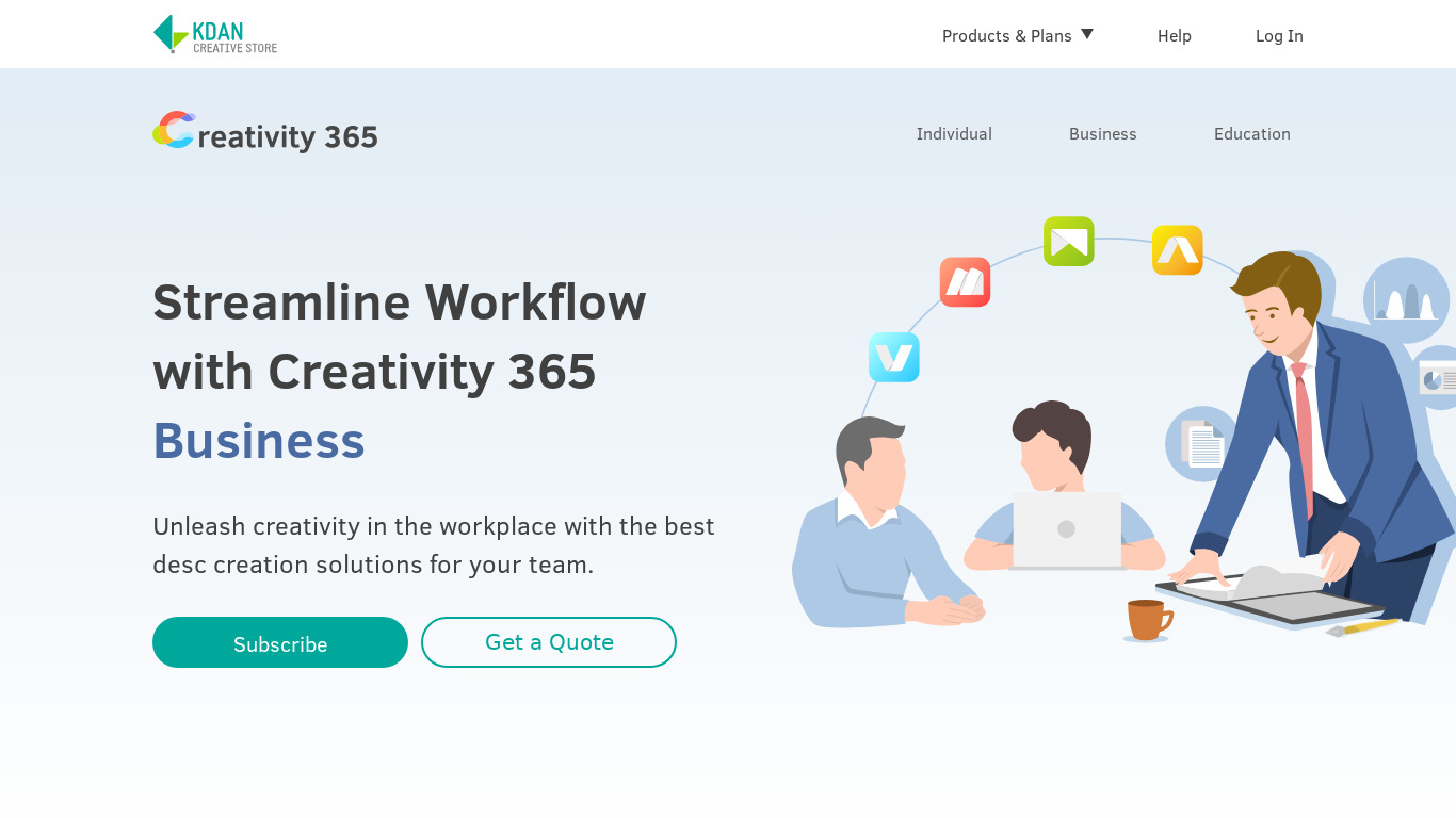 Creativity 365 Landing page
