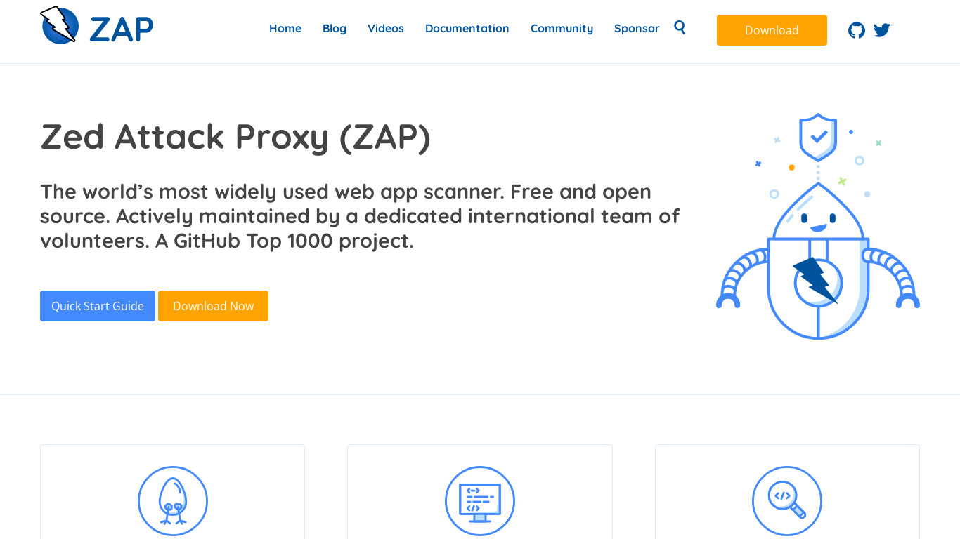 Zed Attack Proxy Landing page