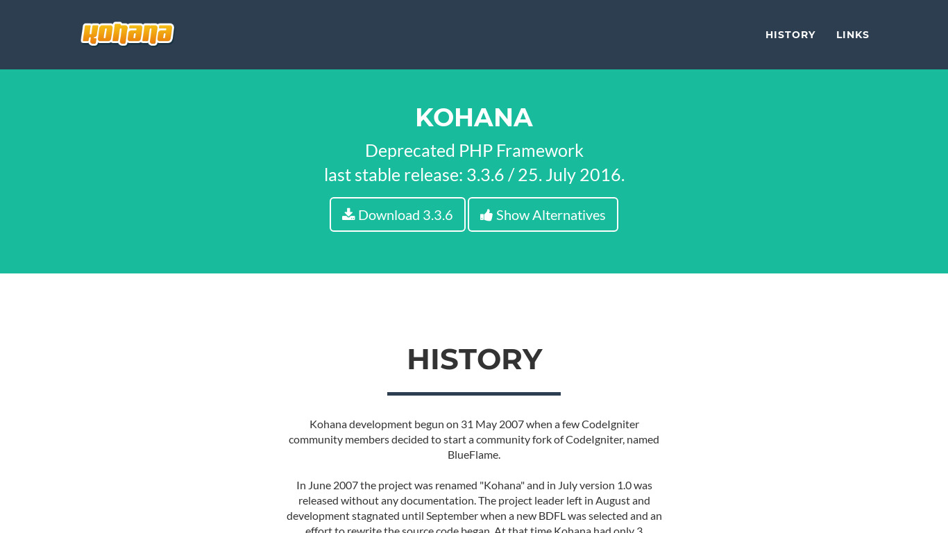 Kohana Landing page