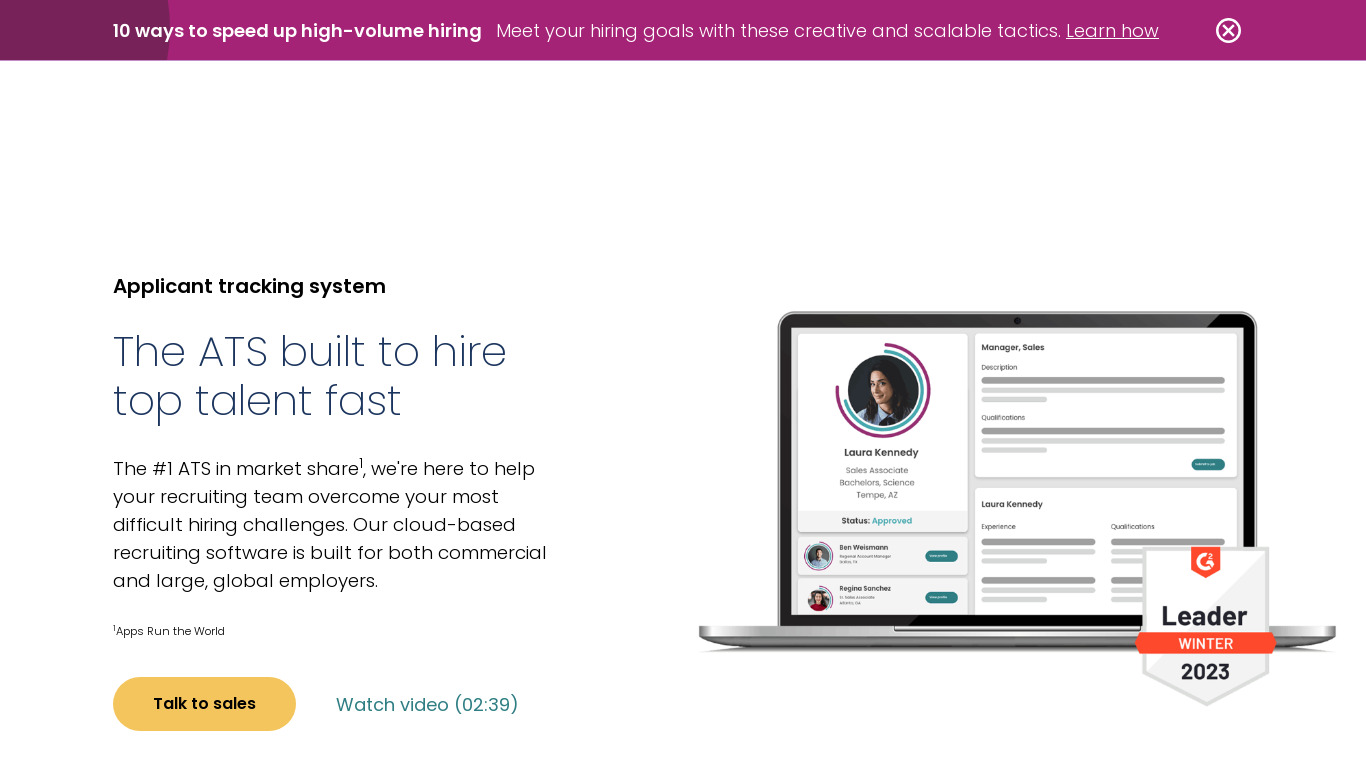 iCIMS Recruit Landing page