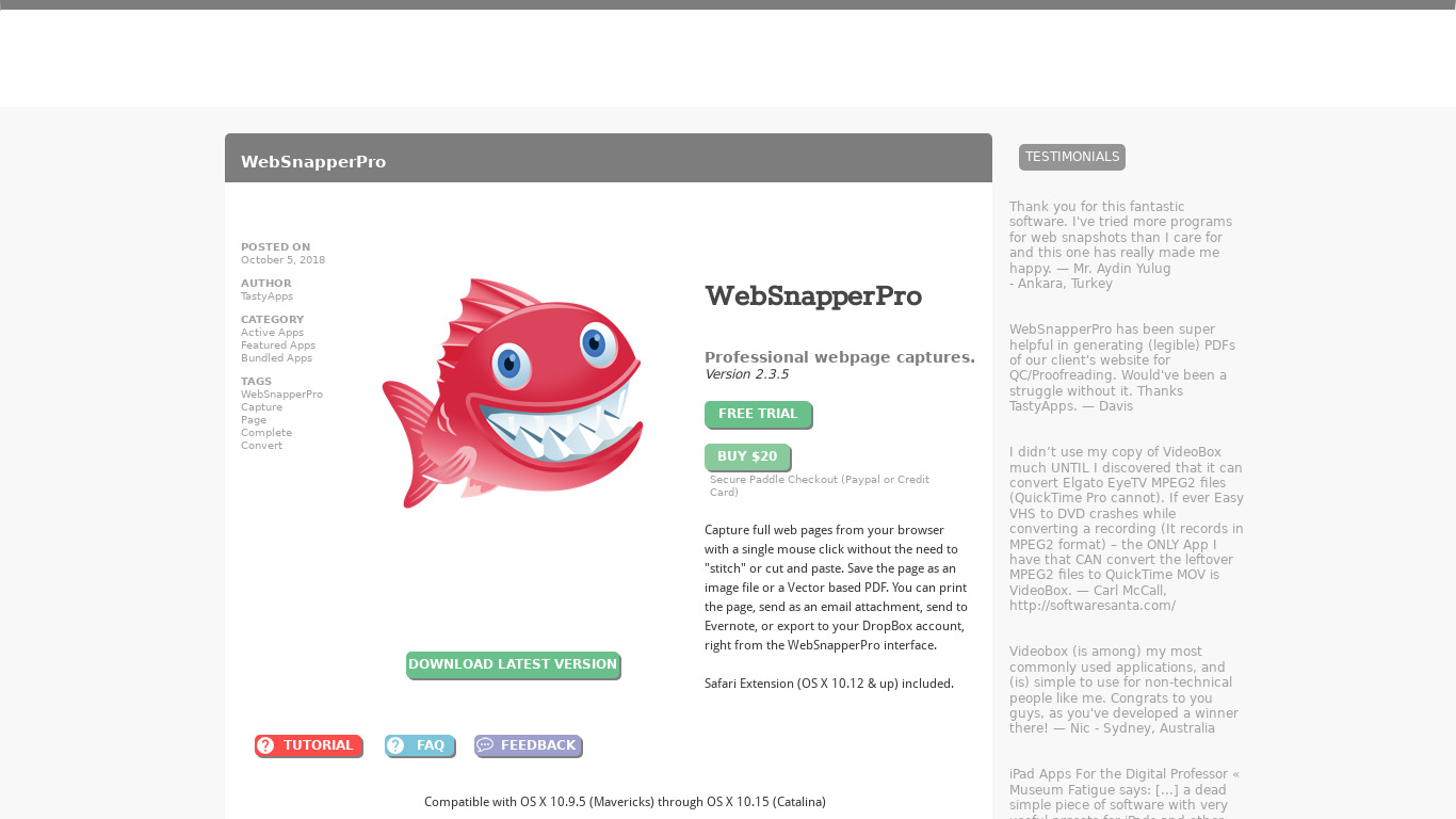 WebSnapperPro Landing page