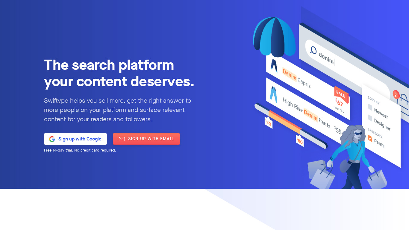 Swiftype Site Search Landing page