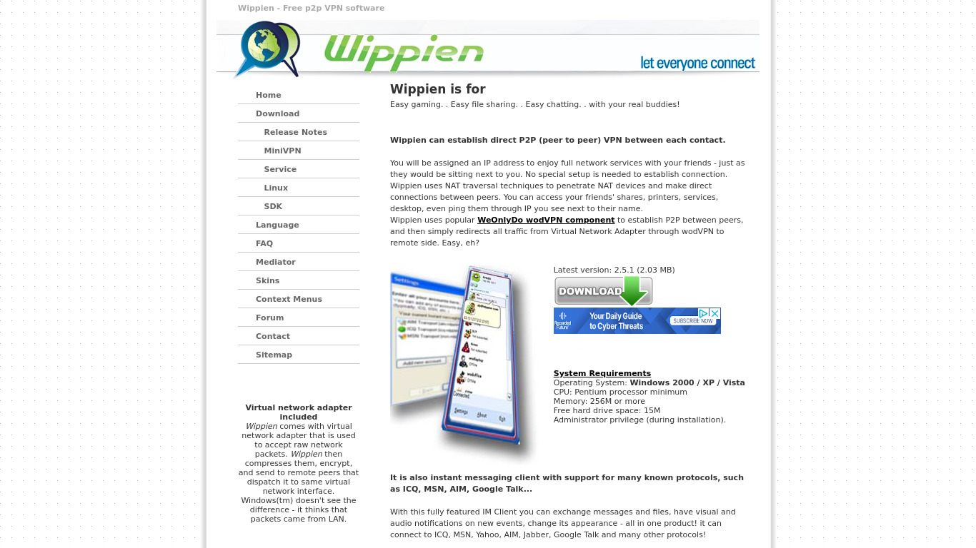 Wippien Landing page