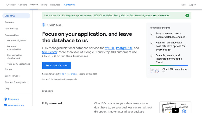 Google Cloud SQL Landing Page