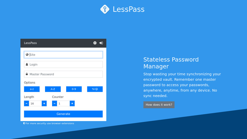 LessPass Landing Page