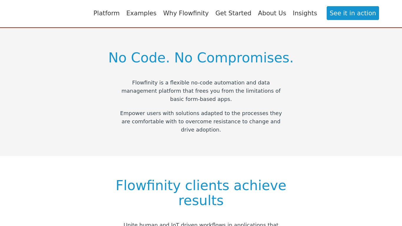 Flowfinity Landing page