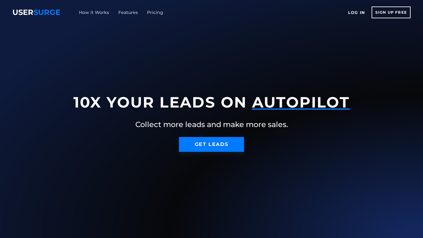 UserSurge Landing page