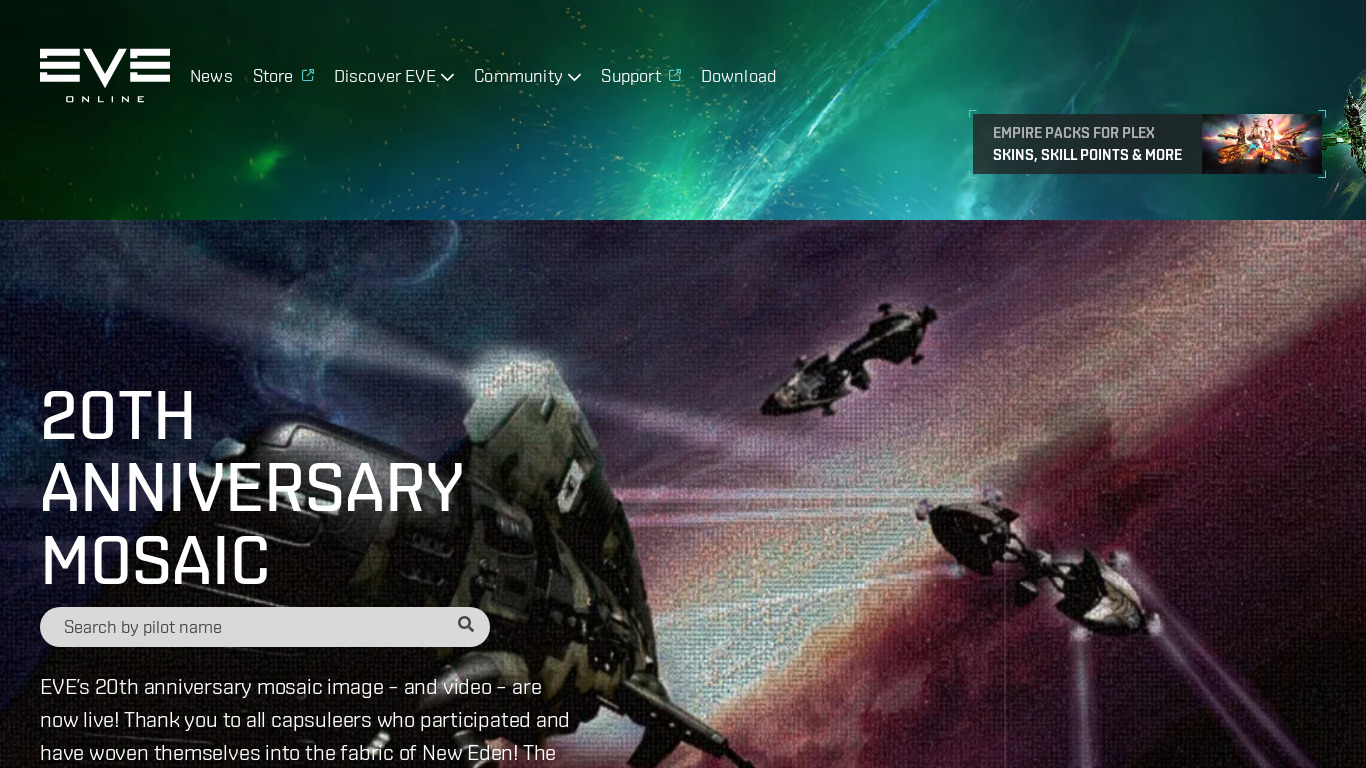 EVE Online Landing page