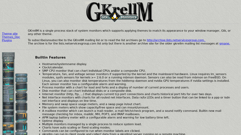 GKrellM Landing Page