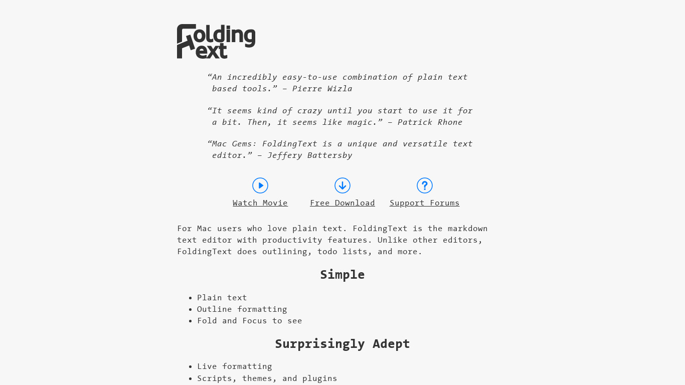 FoldingText Landing page