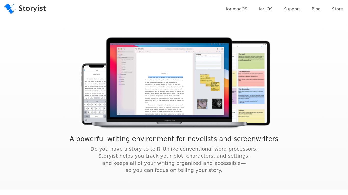 Storyist Landing page