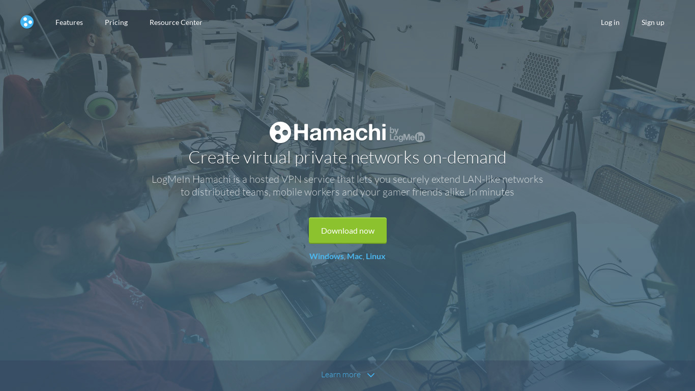 Hamachi Landing page