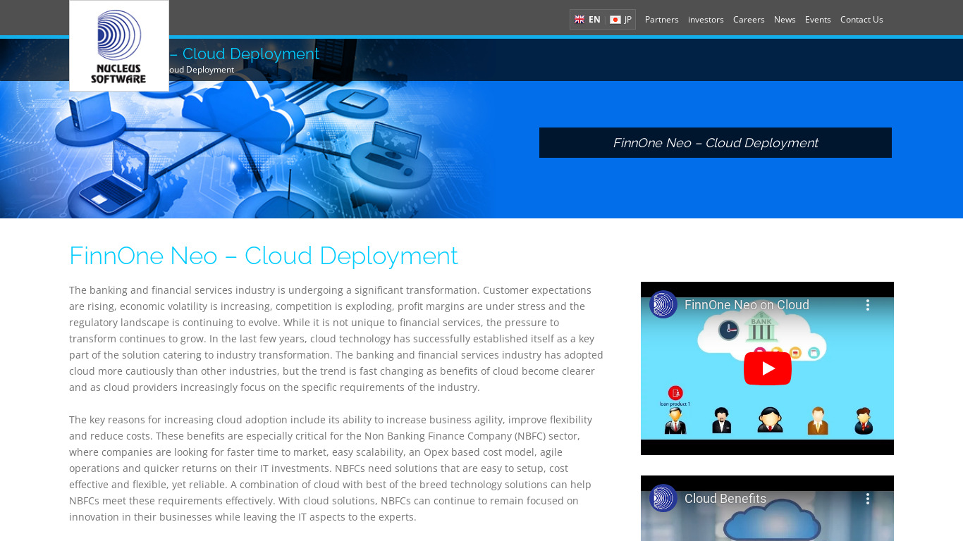 FinnOne Neo Cloud Landing page