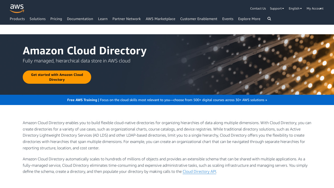 Amazon Cloud Directory Landing page