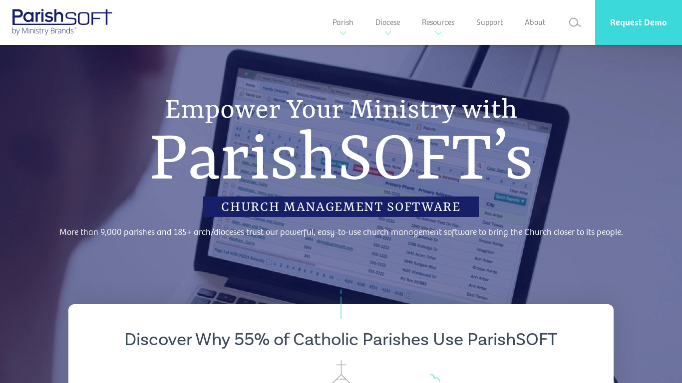 ParishSOFT Landing page