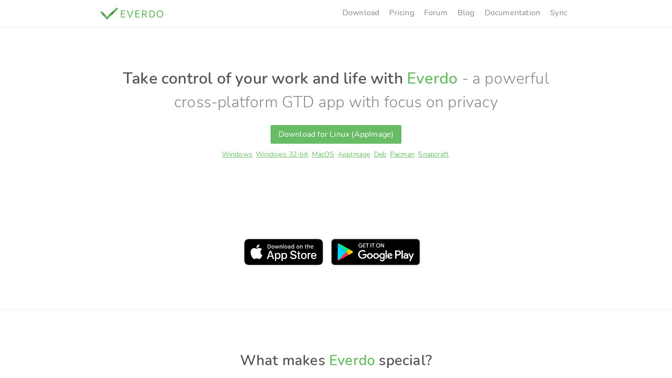 Everdo Landing page