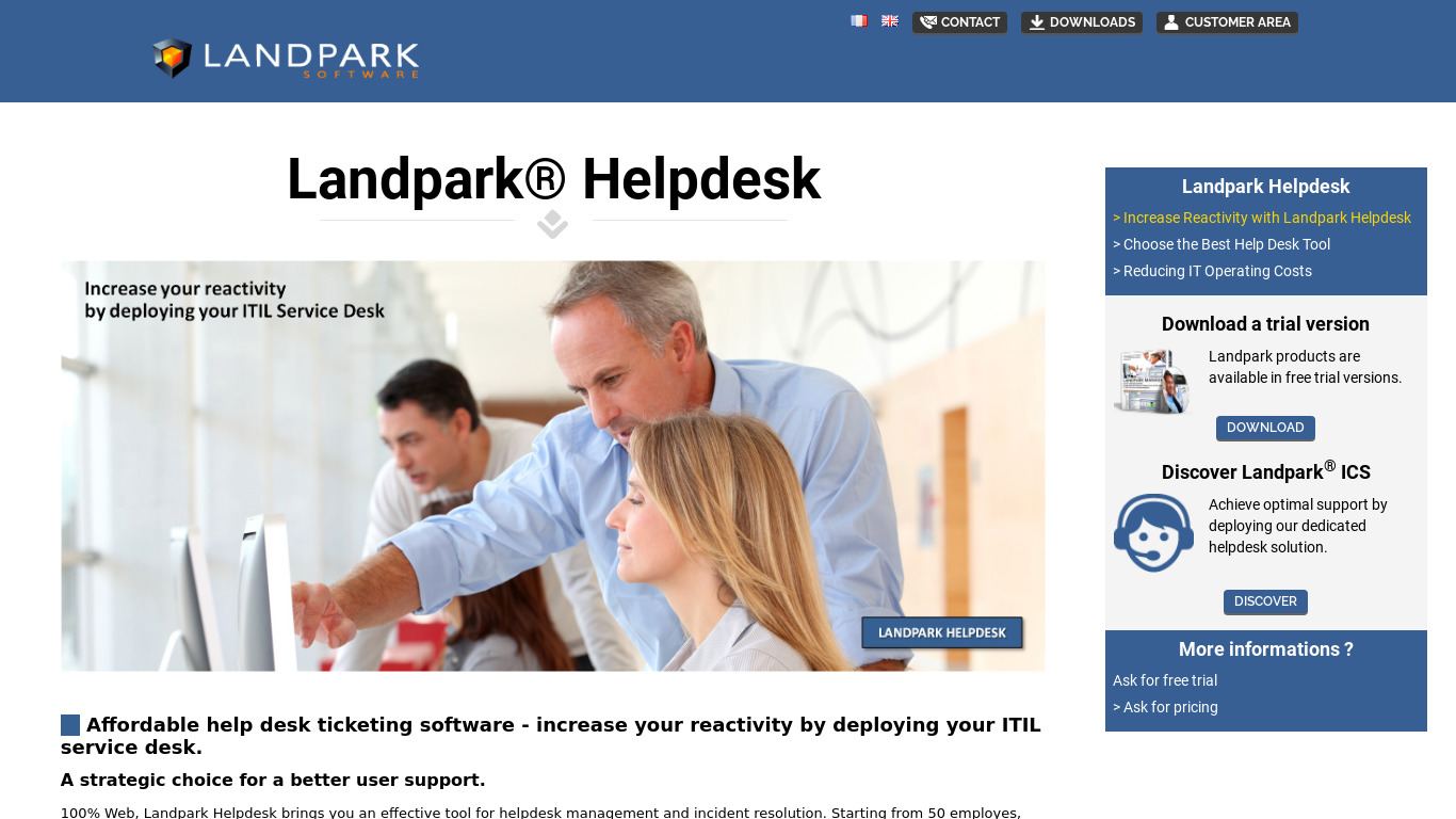 Landpark Helpdesk Landing page