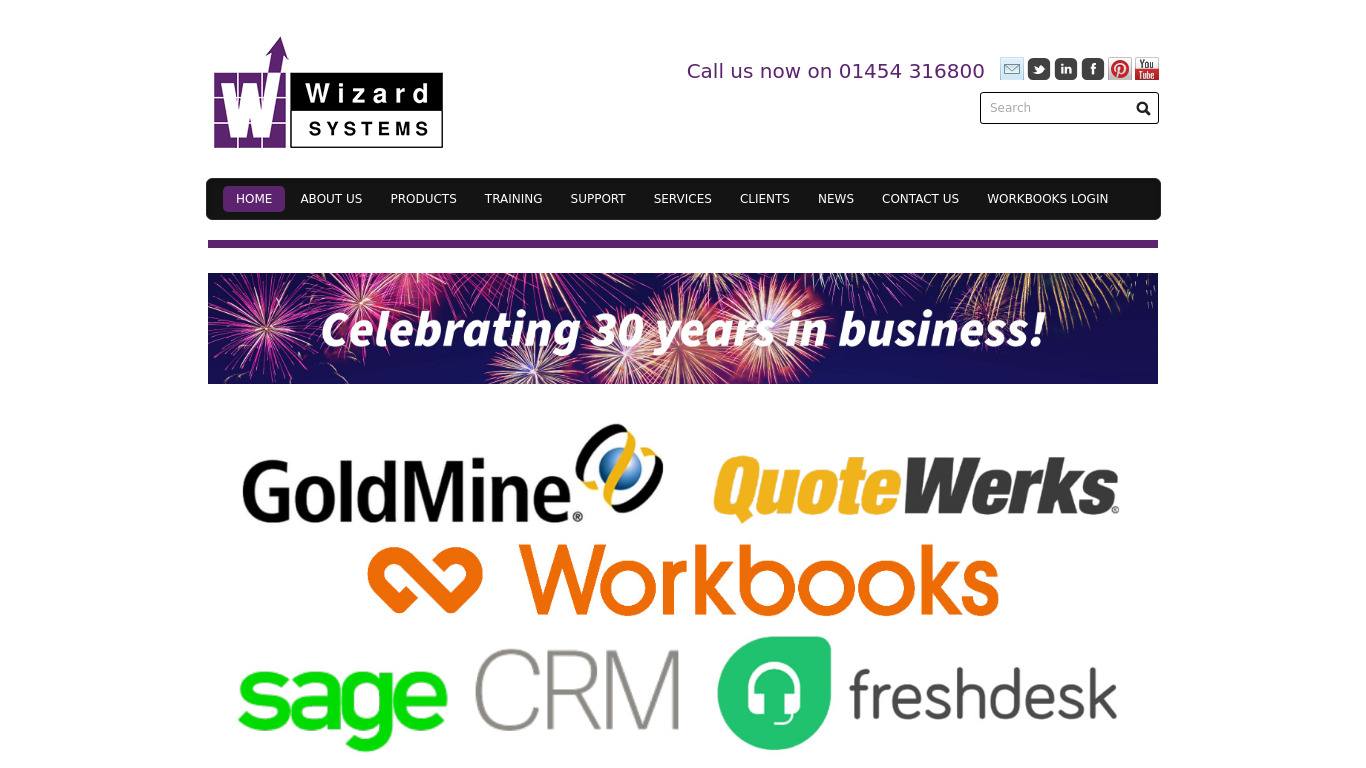 Wizard Systems Landing page
