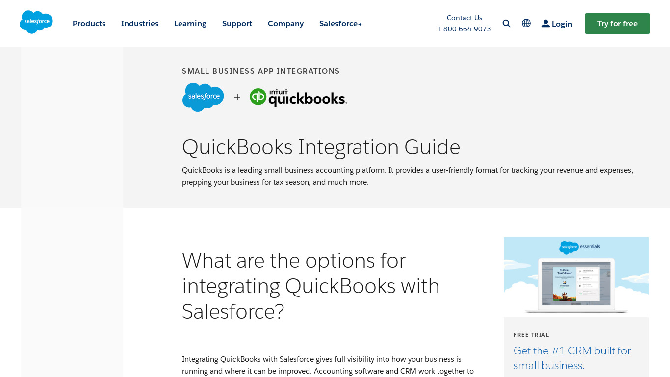 InterWeave Salesforce.com integration with Quickbooks Landing page