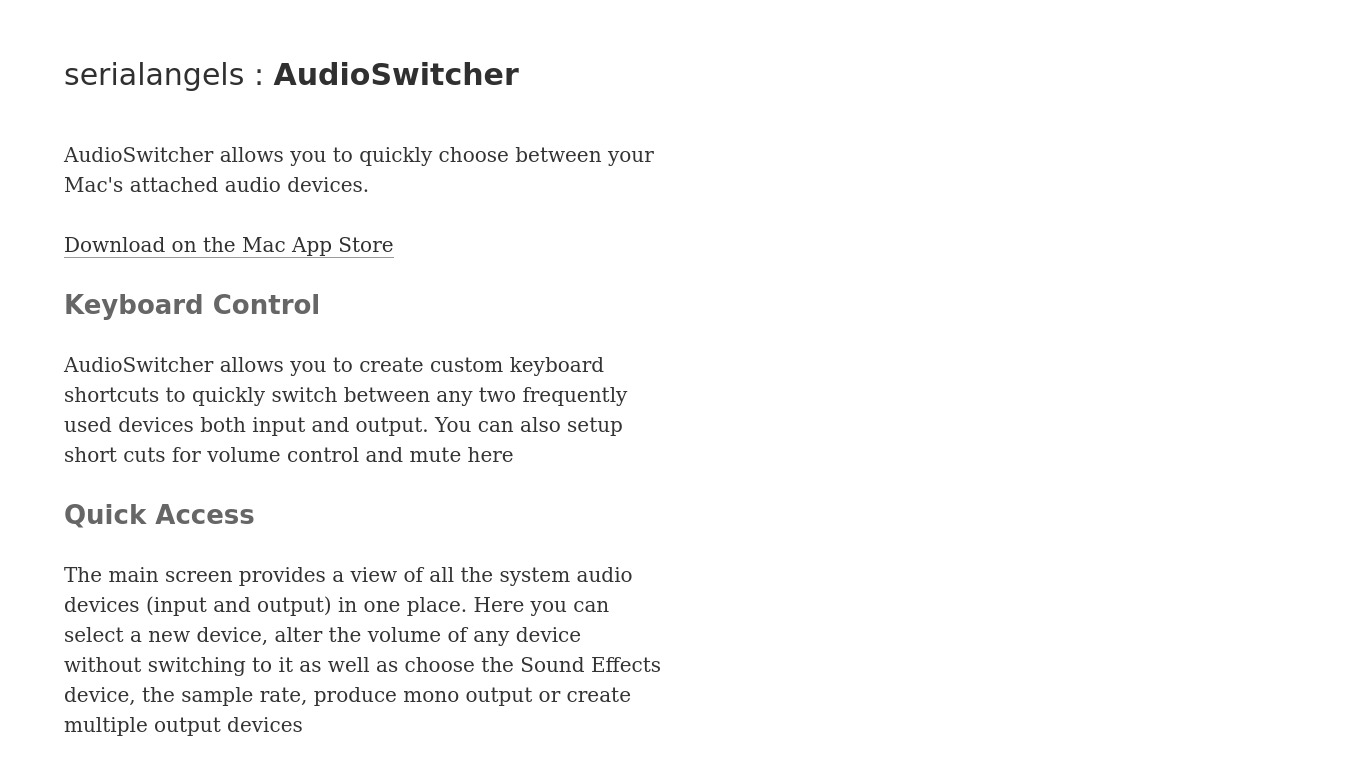 AudioSwitcher Landing page