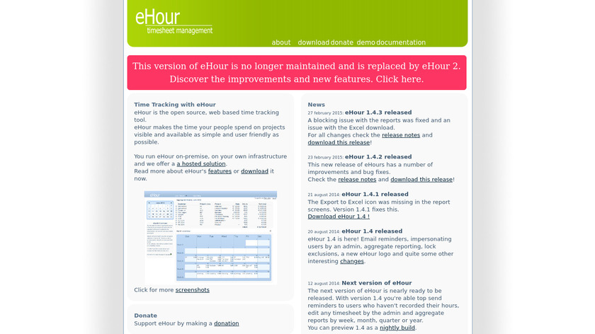 eHour Landing Page