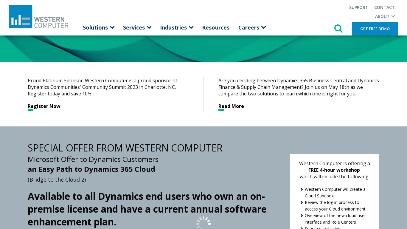 Western Computer Landing page